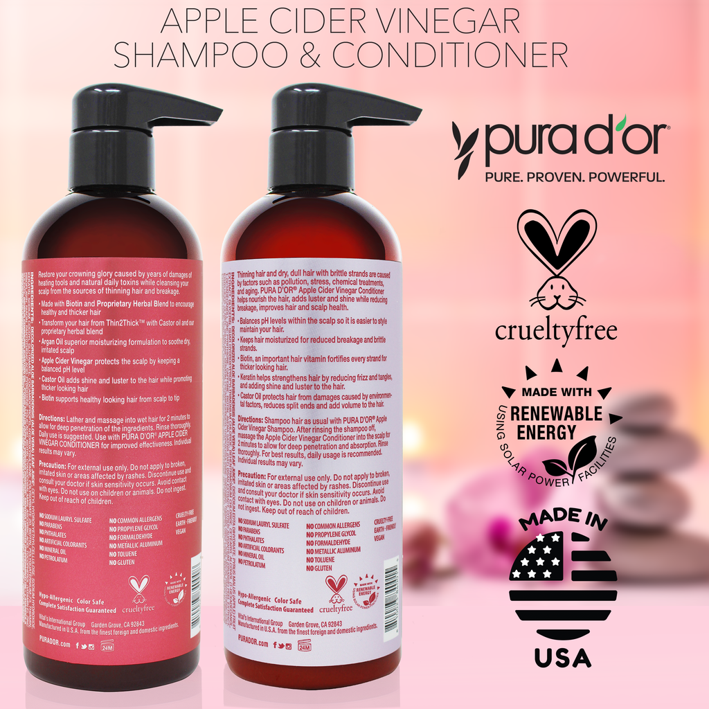 Apple Cider Vinegar Thin2Thick Shampoo and Conditioner Set 16oz