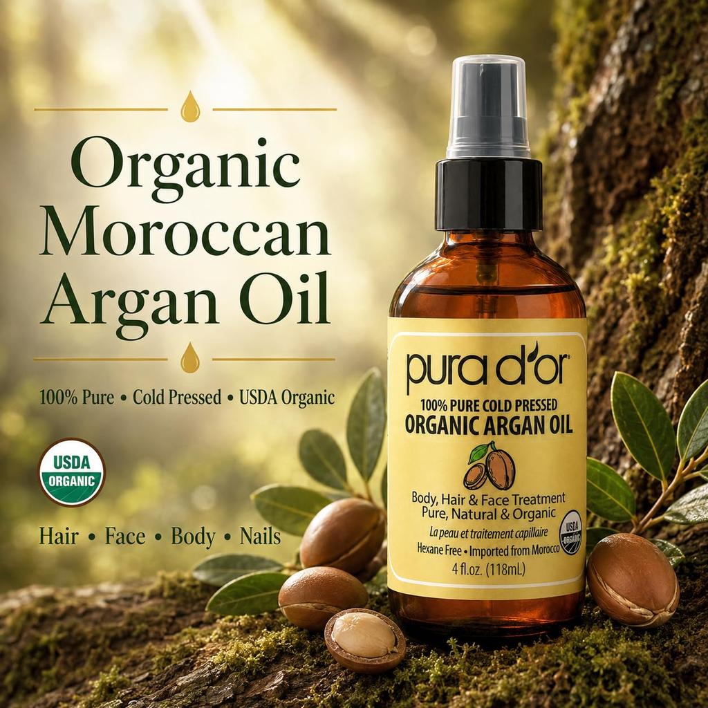 Pure Cold Pressed Organic Argan Oil Gold 4 oz Hair Regrowth Tonic