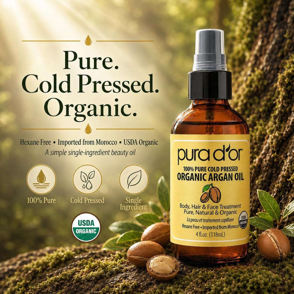 Pure Cold Pressed Organic Argan Oil Gold 4 oz Hair Regrowth Tonic