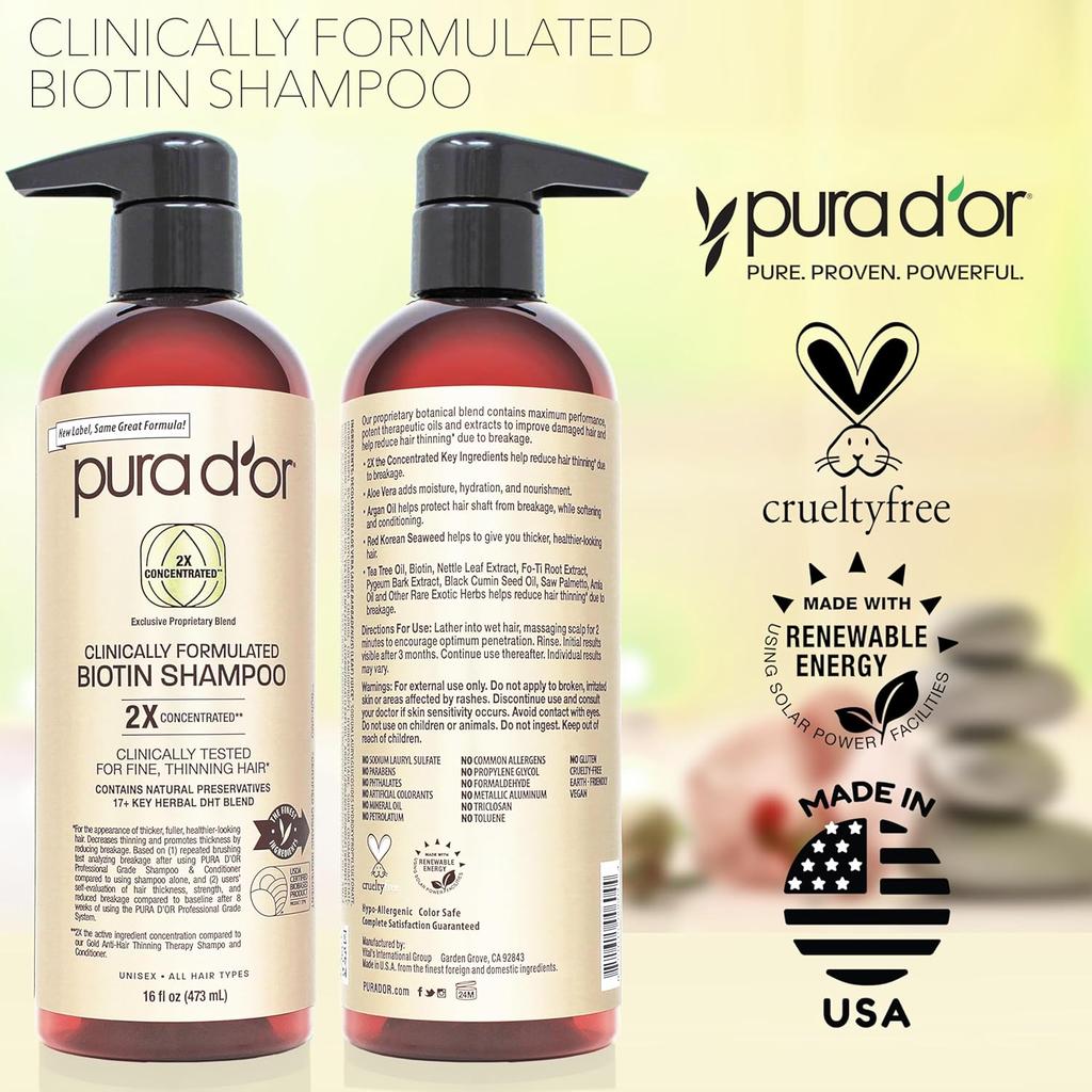 Clinically Formulated Biotin Shampoo 16oz – PURA D'OR