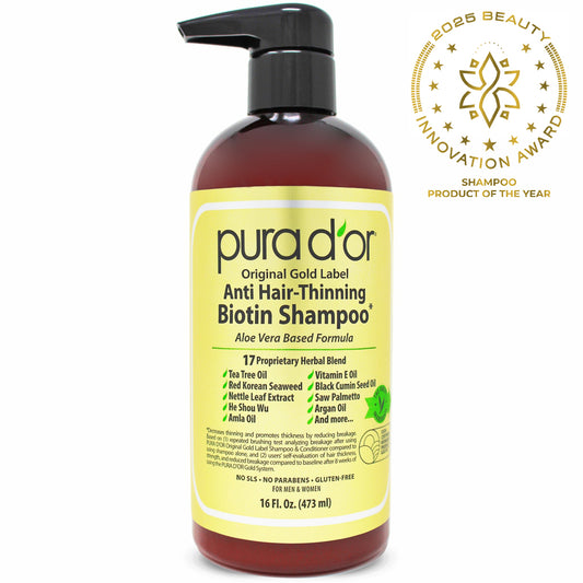 PURA D'OR M.D. Anti-Hair Thinning Shampoo with Coal Tar 16oz
