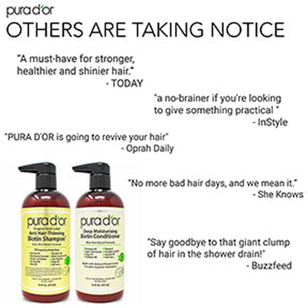 PURA D'OR Anti-Thinning Biotin Shampoo & Deep Moisturizing Conditioner Original Gold Label Set (16oz x2) Natural Earthy Scent, CLINICALLY TESTED Effective Results, DHT Blocker Thickening, Women & Men 16 oz