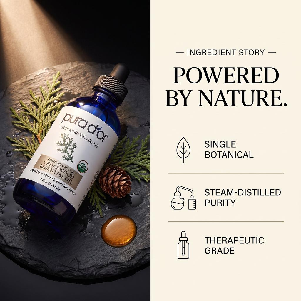 Cedarwood Essential Oil - USDA Organic, 100% Pure, Natural