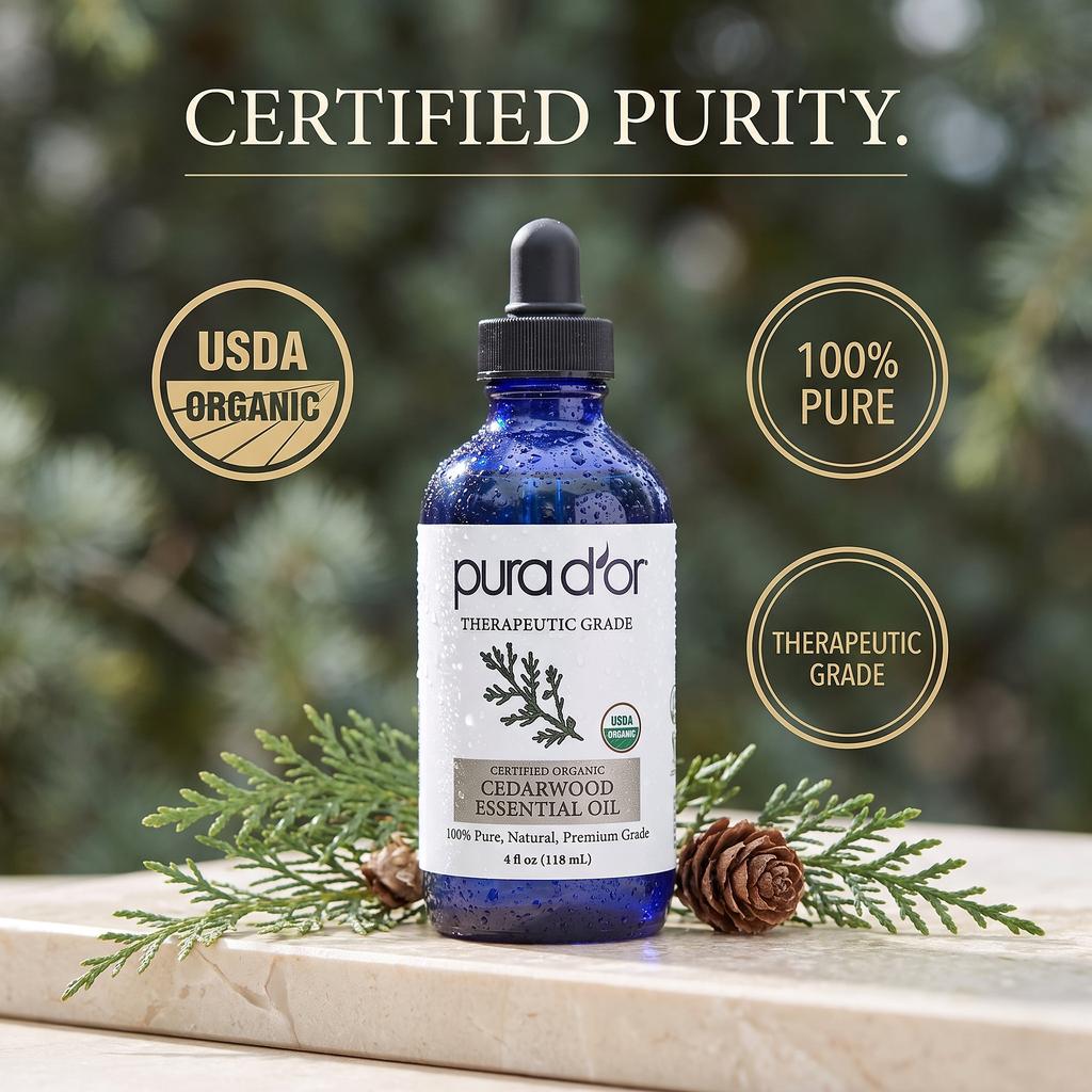 Cedarwood Essential Oil - USDA Organic, 100% Pure, Natural