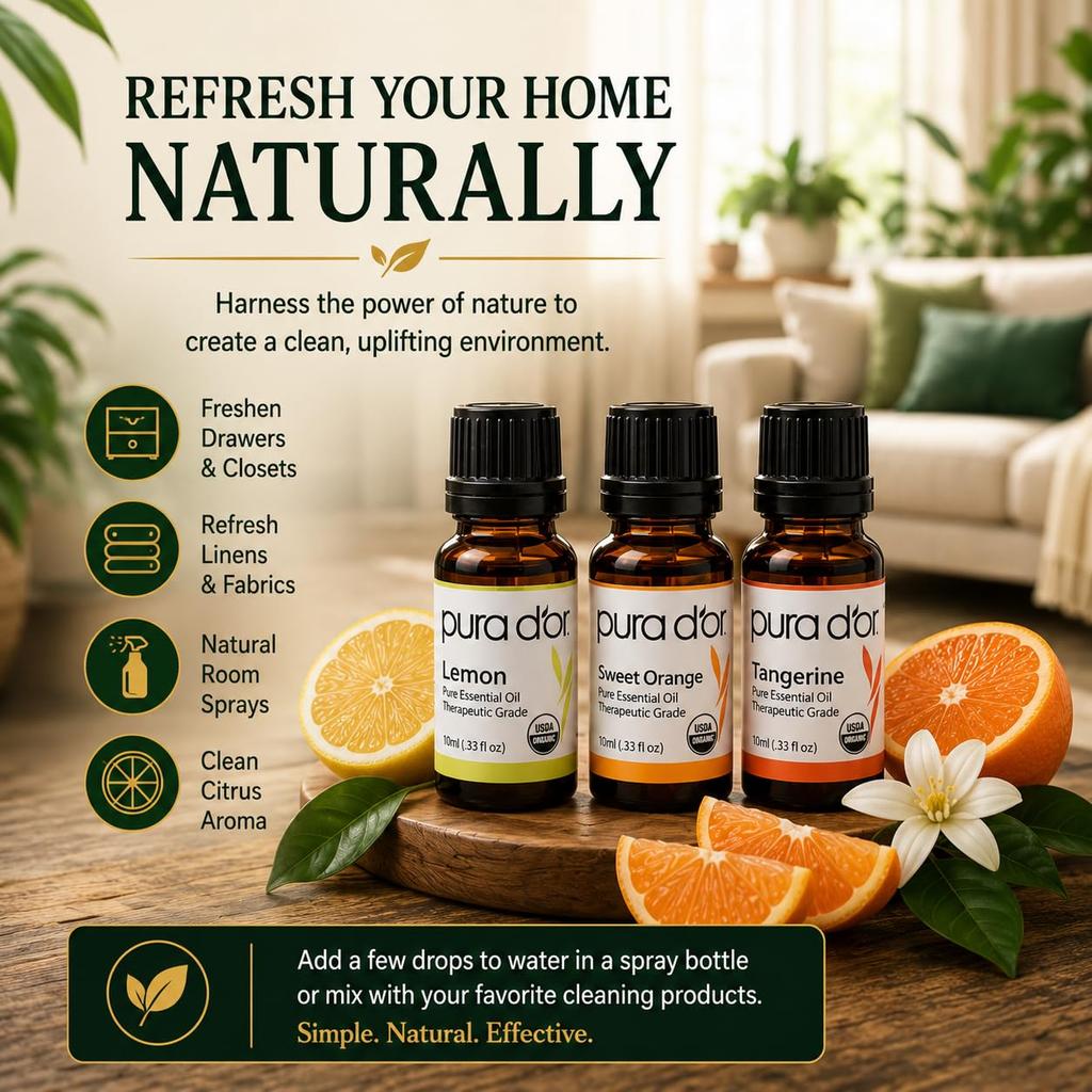 Perfect 10 Essential Oil Set - USDA Organic, 100% Pure, Natural