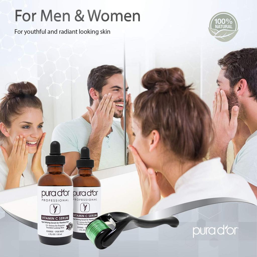 25% Vitamin C Serum with Derma Roller - Pura D'or – PURA D'OR