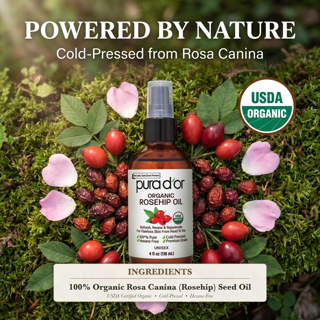 USDA Natural Organic 100% Rosehip Oil Hair Relaxer Skin