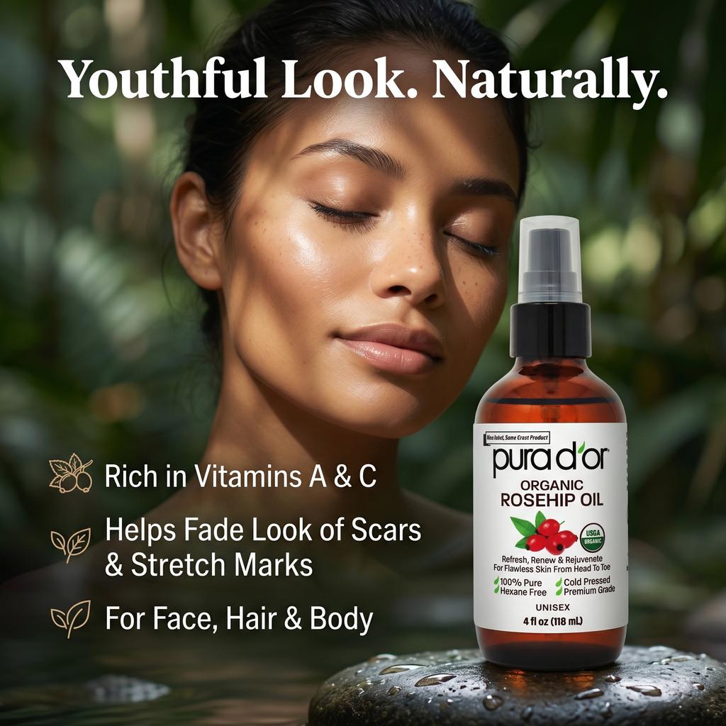 USDA Natural Organic 100% Rosehip Oil Hair Relaxer Skin