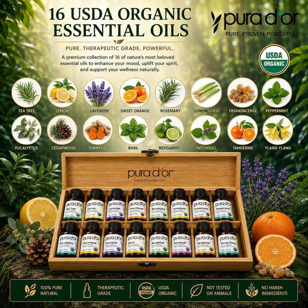 USDA Organic Therapeutic Grade Sweet 16 Essential Oil Set - PURA D
