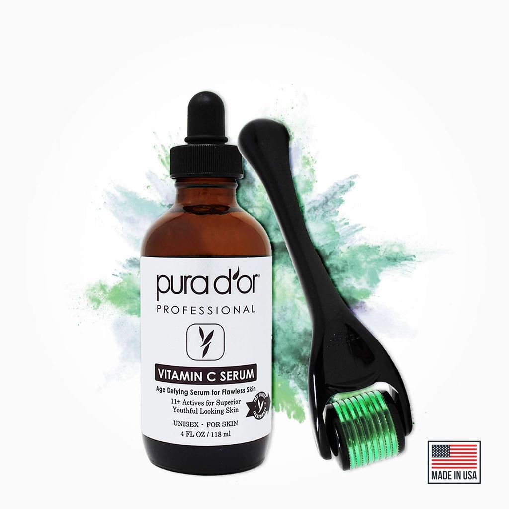 25% Vitamin C Serum with Derma Roller - Pura D'or – PURA D'OR