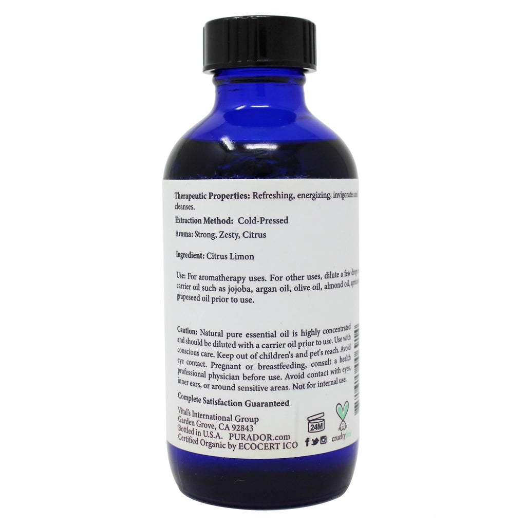 Lemon Essential Oil - USDA Organic, 100% Pure, Natural, Therapeutic Grade 4oz