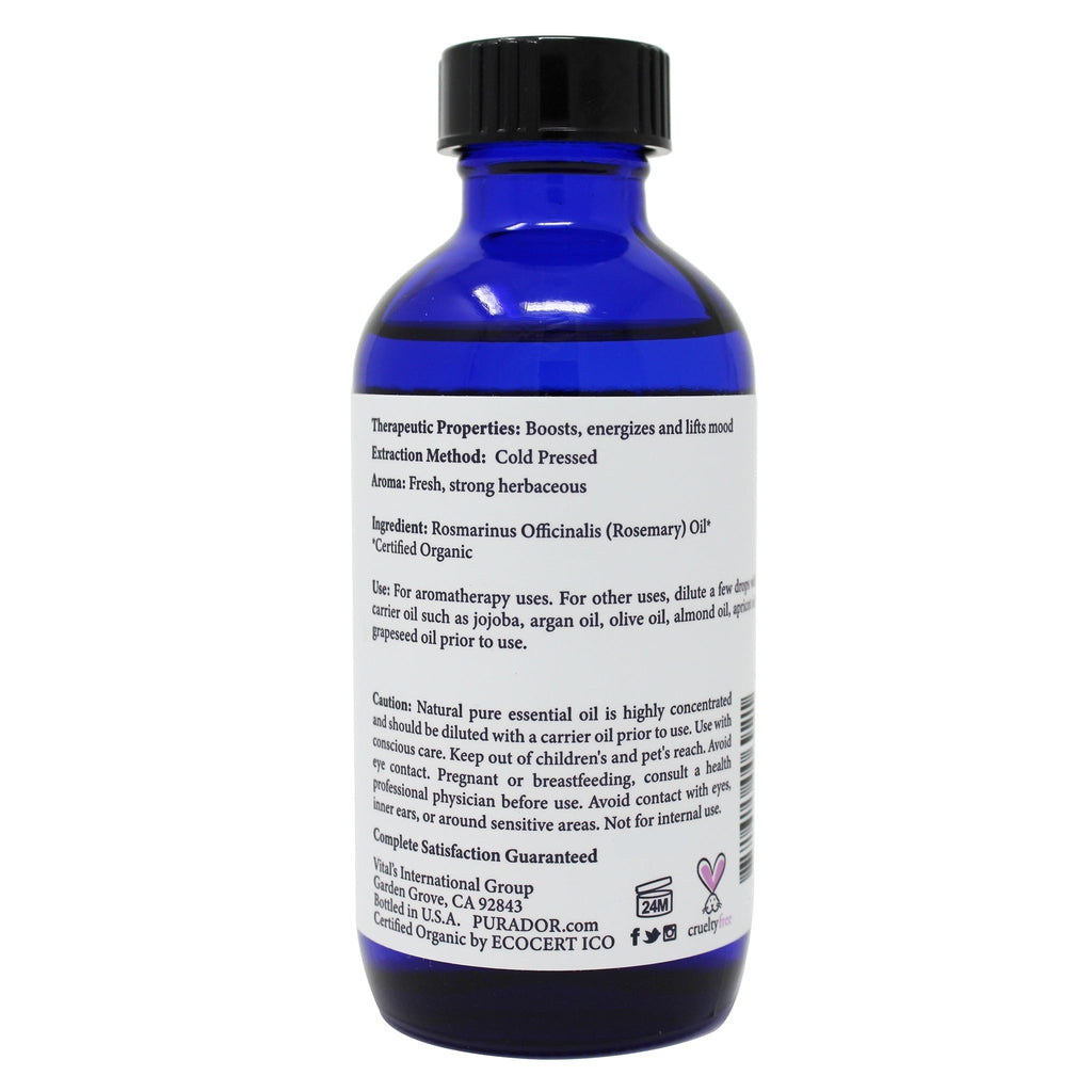 Rosemary Essential Oil - USDA Organic, 100% Pure, Natural, Therapeutic Grade 4oz