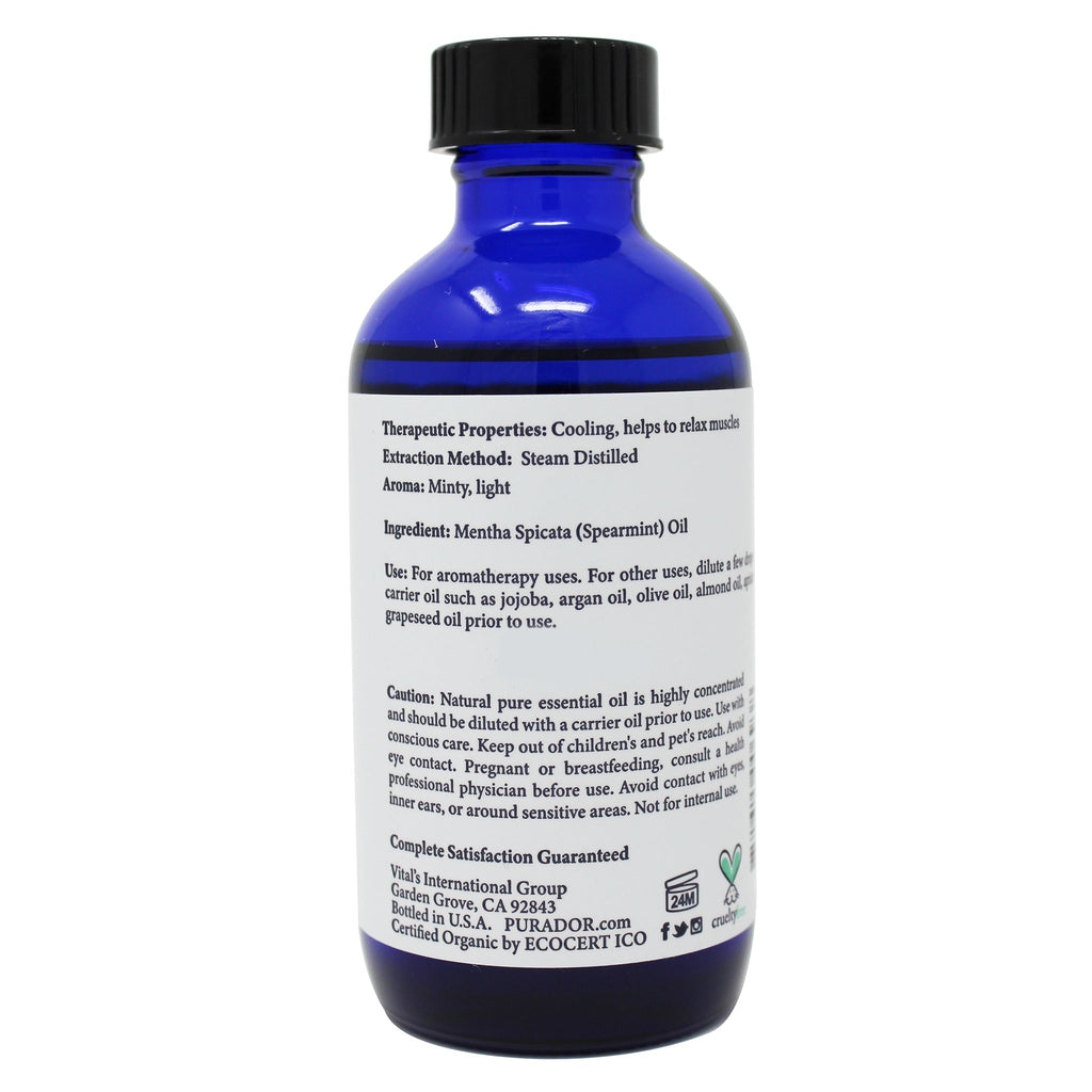 Spearmint Essential Oil - USDA Organic, 100% Pure, Natural, Therapeutic Grade 4oz