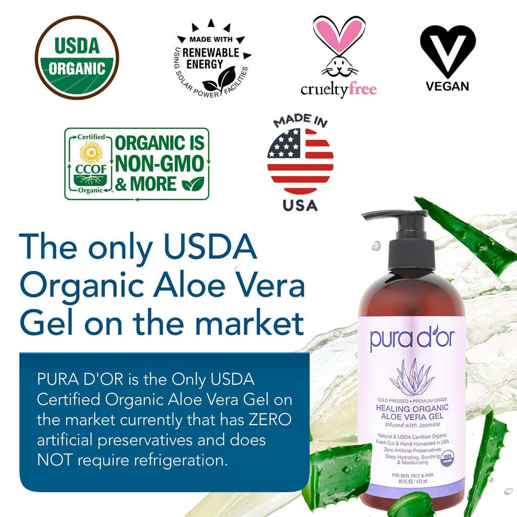 Healing Organic Aloe Vera Gel - Jasmine 16oz (Packaging may vary)