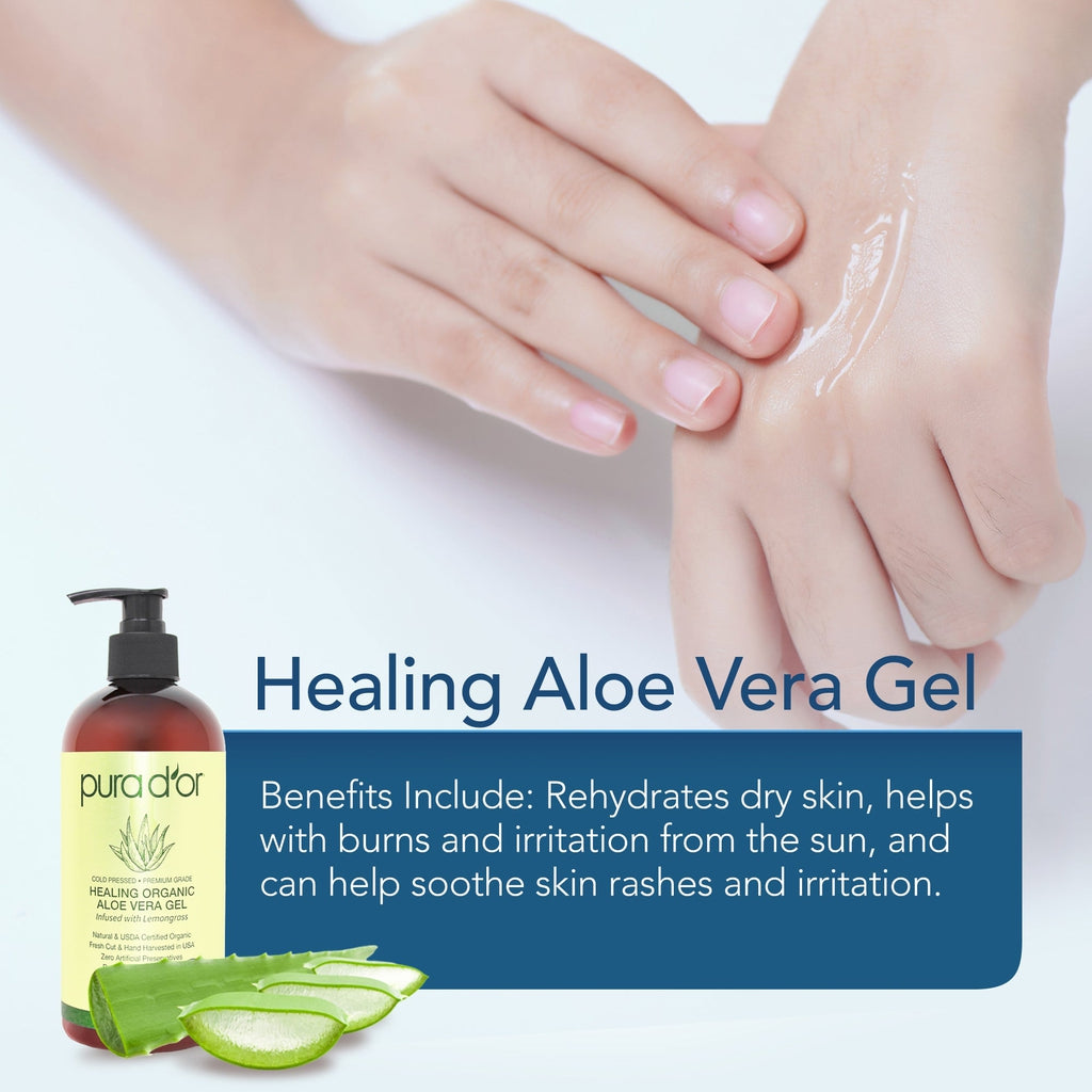 Healing Organic Aloe Vera Gel - Lemongrass 16oz (Packaging may vary)