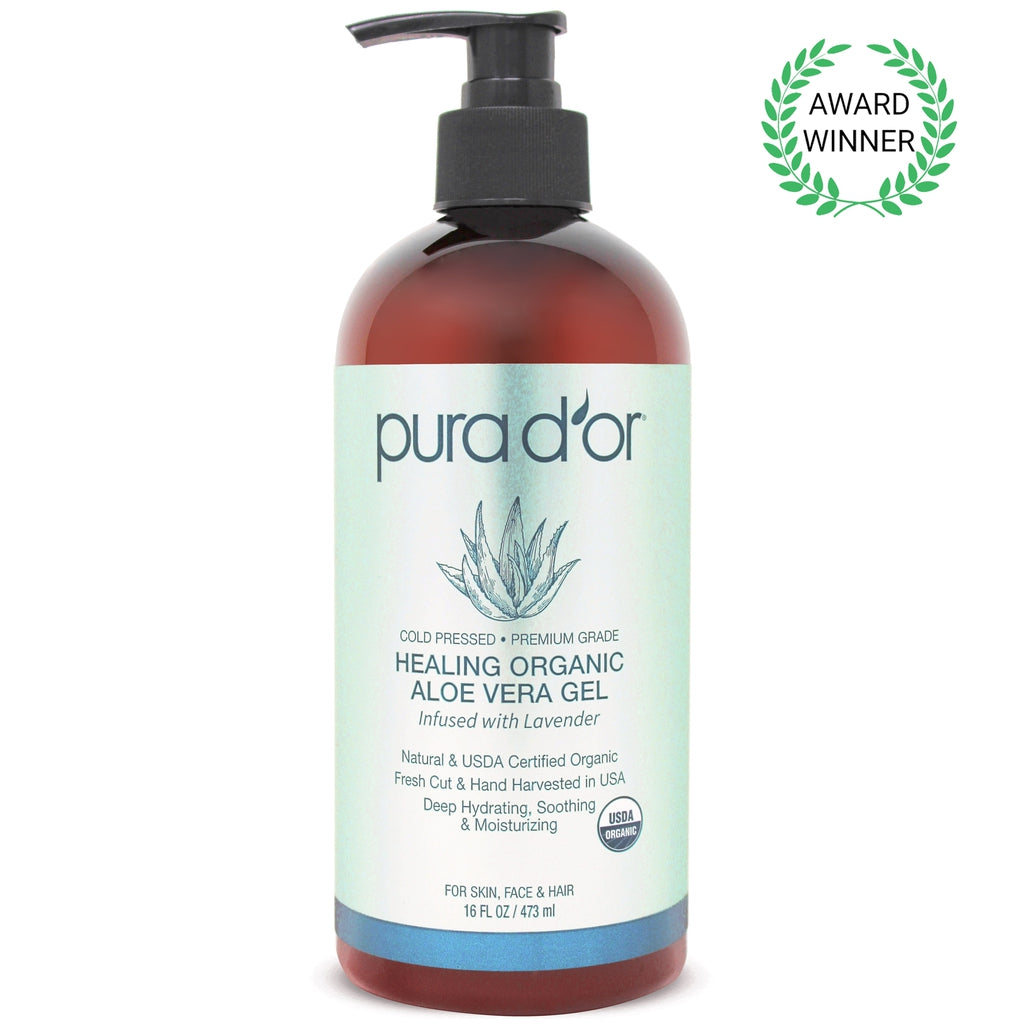 Healing Organic Aloe Vera Gel - Lavender 16 oz (Packaging may vary)