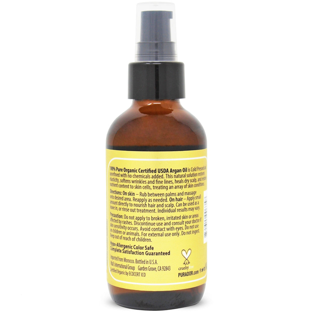 Pure Cold Pressed Organic Argan Oil Gold 4 oz – PURA D'OR