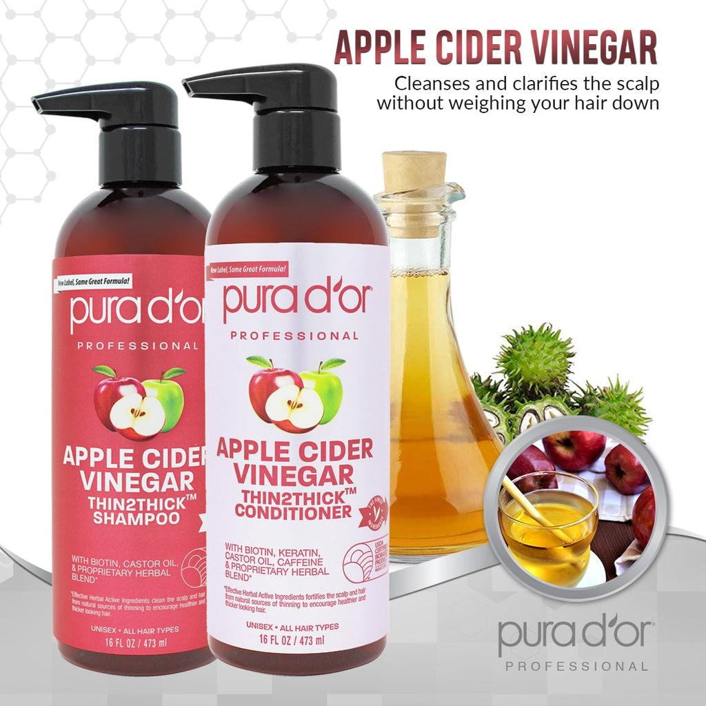 Apple Cider Vinegar Thin2Thick Shampoo and Conditioner Set 16 oz