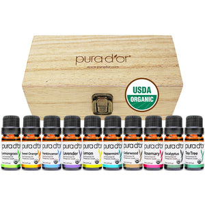 Perfect 10 Essential Oil Set - USDA Organic, 100% Pure, Natural, Therapeutic Grade 10 ml