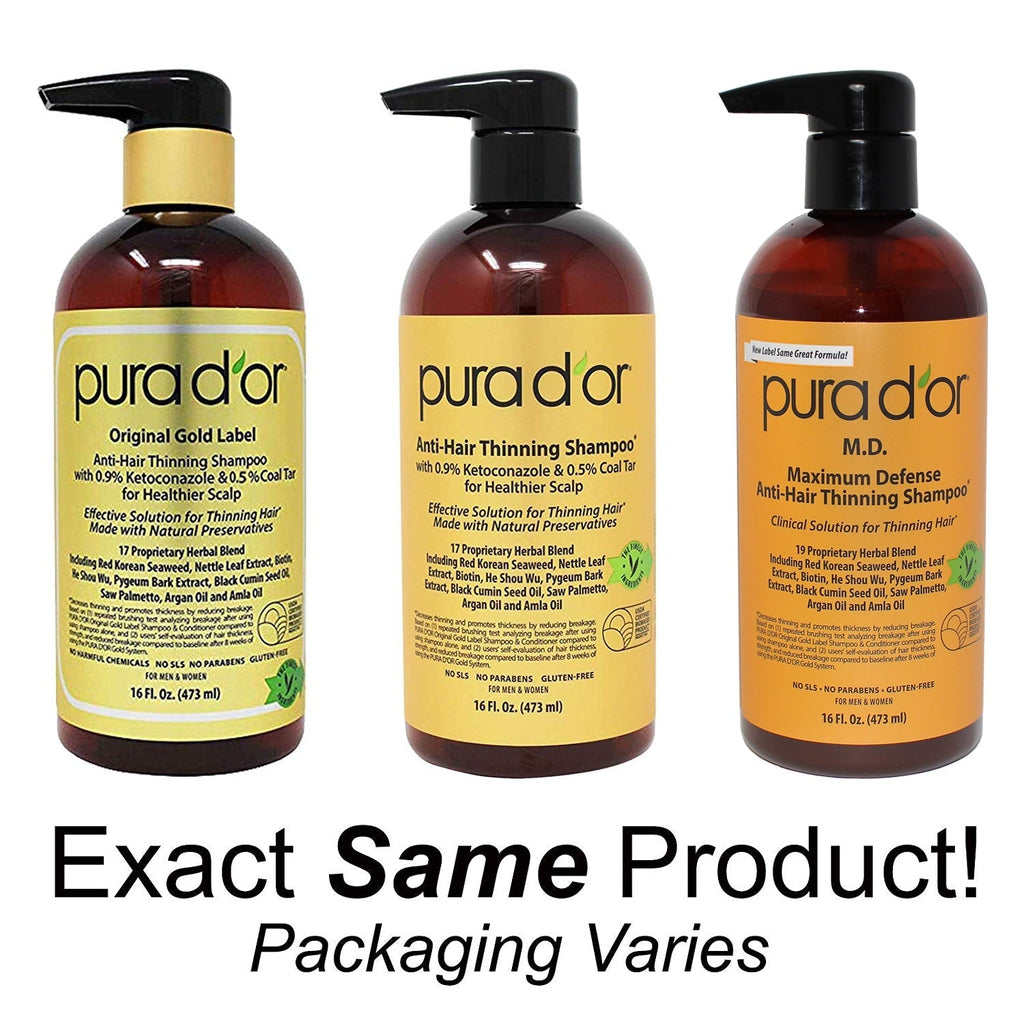 PURA D'OR M.D. Anti Hair-Thinning Shampoo and Conditioner Set 16 oz